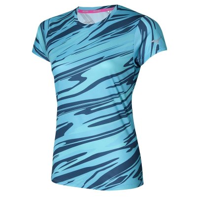 Camisa Mizuno Impulse Core Estampados Tee Mujer - Azules - Chile M460OTVCDM